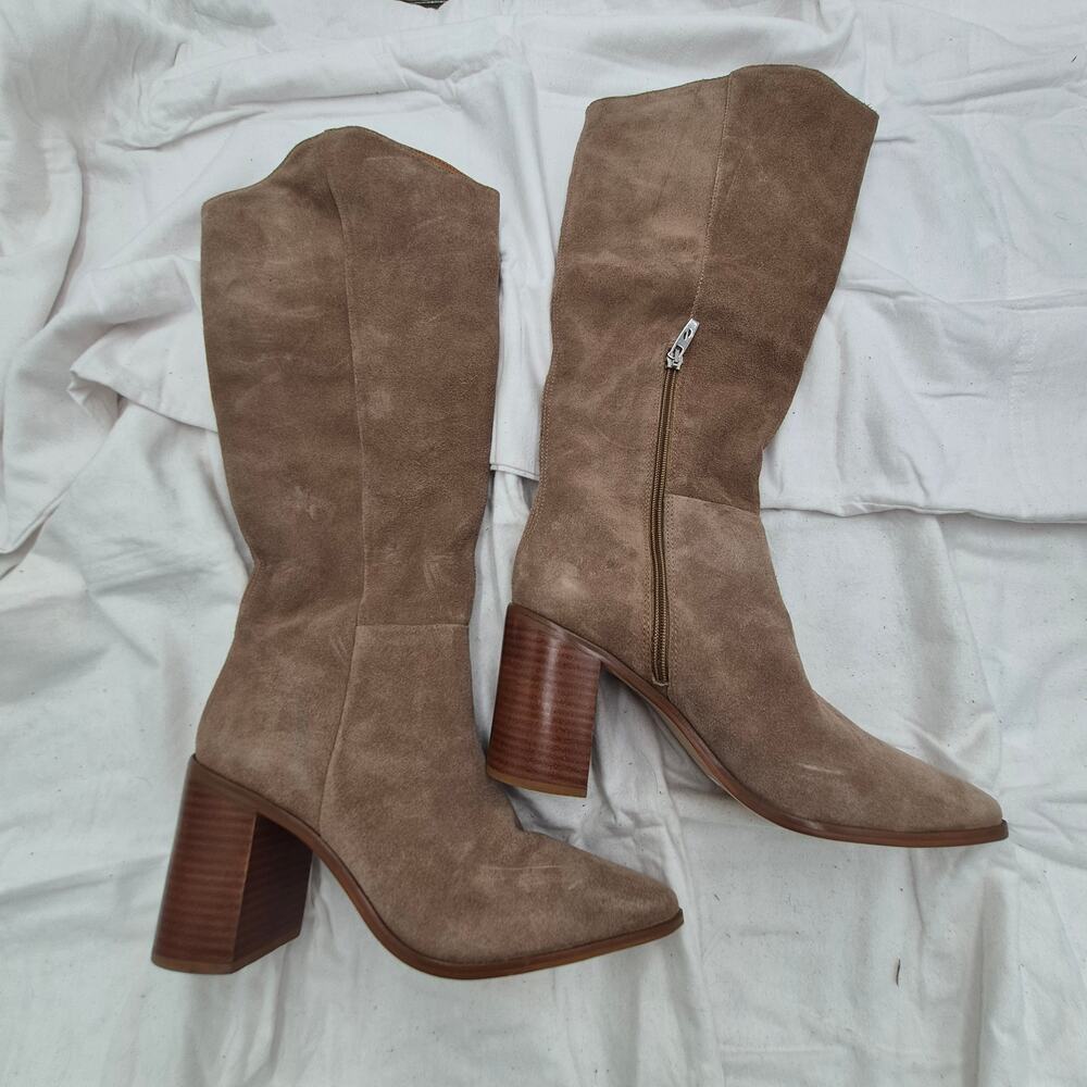NEW Franco Sarto Women's Ticada Knee High Boot suede Light Brown SIZE 10